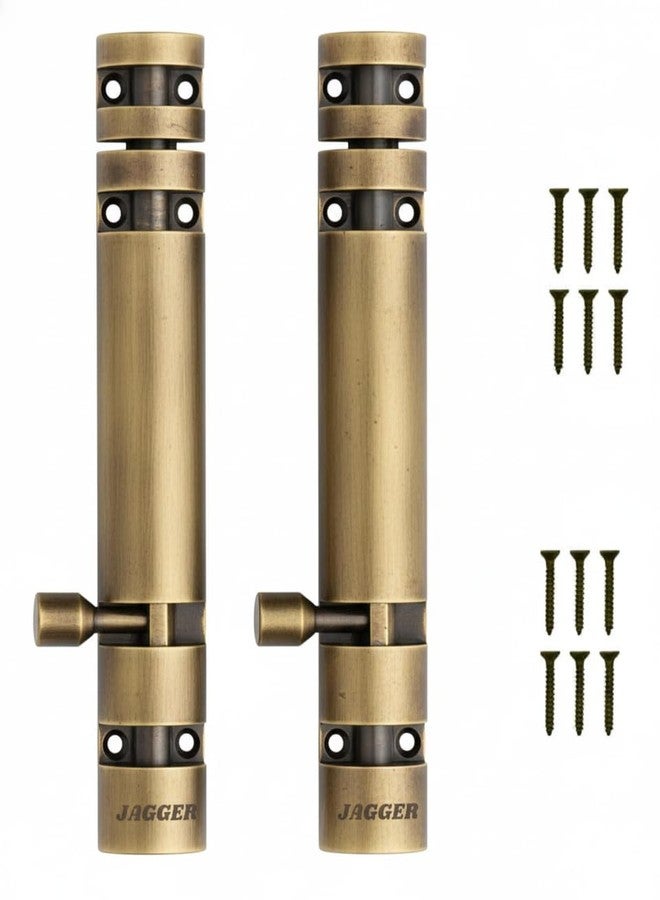 JAGGER JAG397 Zylo 6 Inch Door Tower Bolt | Heavy Duty Door Latch Bolt for Main Door, Window, Bedroom & Bathroom | Rust Resistant | Easy Installation, Pack of 2 (Antique, 6 Inch) - Image 1